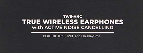 Monoprice TWE-ANC TrueWireless Earphones with Active Noise Canceling (ANC), 6 Hrs Playtime, 30 Hrs Total Playtime with Charging Case, IPx4, Sweatproof