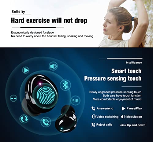 RISTARWH Bluetooth Earbuds V5.3 Headphones Ture Wireless Earphones, IPX7 Waterproof in-Ear Headsets, Built-in Mic in-Ear Headsets Deep Bass for Sport/Gaming/Workout