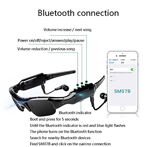 Smart Bluetooth Glasses Headset ，with Video Wireless Night Vision Polarized Sunglasses, Multi-Function Men's Bluetooth Headset ZDDAB