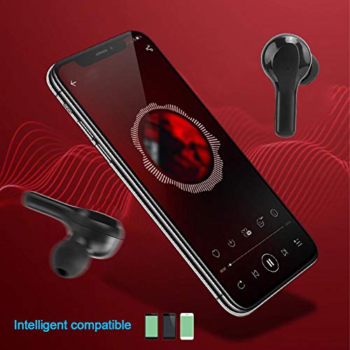 Zopsc Digital Display Bluetooth Earphone IPX4 Life Grade Waterproof Black Wireless Earbuds Intelligent in-Ear Sports Headphone(Black)