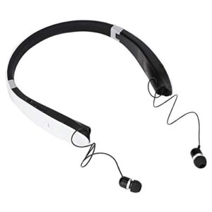 neckband wireless headset sports stereo bluetooth headphones with foldable design wideband noise reduction(black white)