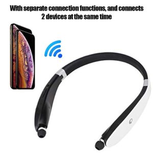 Neckband Wireless Headset Sports Stereo Bluetooth Headphones with Foldable Design Wideband Noise Reduction(Black White)