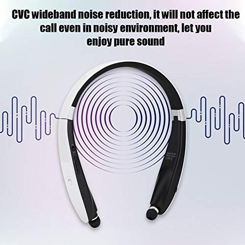 Neckband Wireless Headset Sports Stereo Bluetooth Headphones with Foldable Design Wideband Noise Reduction(Black White)