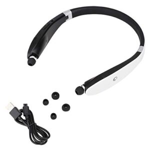 Neckband Wireless Headset Sports Stereo Bluetooth Headphones with Foldable Design Wideband Noise Reduction(Black White)