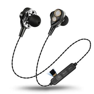 heave bluetooth 4.1 neckband earphones,in- ear 6d stereo surround sound hifi wireless earphones,waterproof noise cancellation sports headsets with microphone black