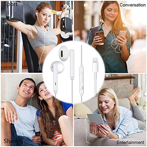 MFi Certified Earphone Wired Lightning Headphones Apple in-Ear Earbuds with Microphone Controller Compatible with iPhone 13/13pro/12 11 Pro Max XS Max XR and More Devices