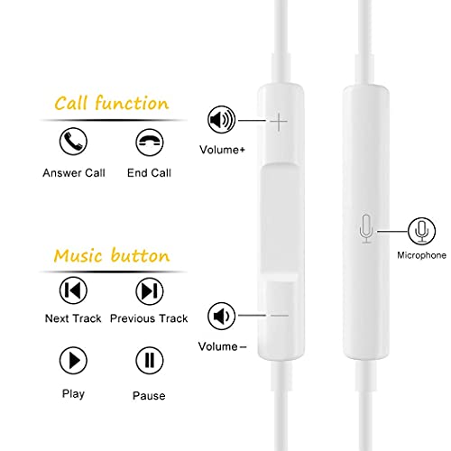 MFi Certified Earphone Wired Lightning Headphones Apple in-Ear Earbuds with Microphone Controller Compatible with iPhone 13/13pro/12 11 Pro Max XS Max XR and More Devices