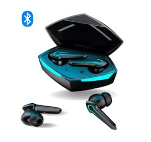 Premium Wireless Black Gaming Earbuds for Kids LESPRO Handsfree Calling Gamer Dual Microphone Bluetooth for Android iPhone Tablet