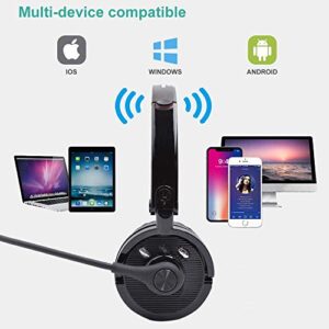 Truck Driver Wireless Headset, kiwitatá Over Ear Bluetooth Headphones Stero Boom Noise Cancelling Wireless Cell Phone Headset for Home, Office, Truck, Call Center, Skype