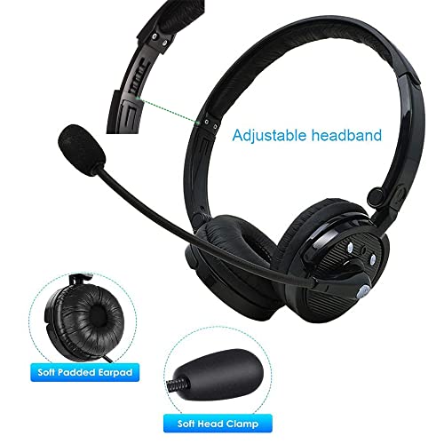 Truck Driver Wireless Headset, kiwitatá Over Ear Bluetooth Headphones Stero Boom Noise Cancelling Wireless Cell Phone Headset for Home, Office, Truck, Call Center, Skype