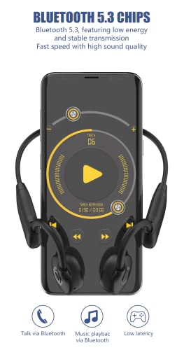 AMAVBTG Bone Conduction Headphones, Bluetooth 5.3, Bone Conduction Earbuds Buit-in 32G TF Card Waterproof Wireless Open Ear Earphones for Cycling Workout Gym