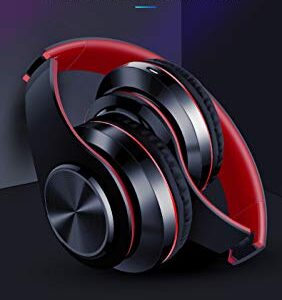 Amazing 7 LED Bluetooth Headphones with 8Hours Playtime, Wireless Headsets Over Ear, Hi-Fi Stereo, Multi-Colored Breathing Led, Built-in Mic, Snug Fit Earphones for Game Video DJ (Black Red)