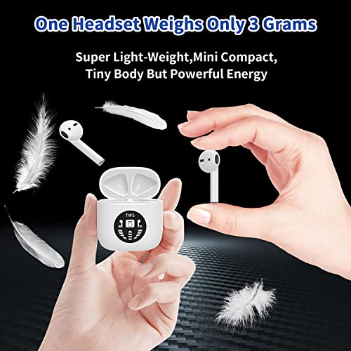 M.TADPOLE Wireless Earbuds Bluetooth 5.1 Smart Touch TWS Semi-in-Ear Sports Stereo Bluetooth Headphones, LED Power Display (White)