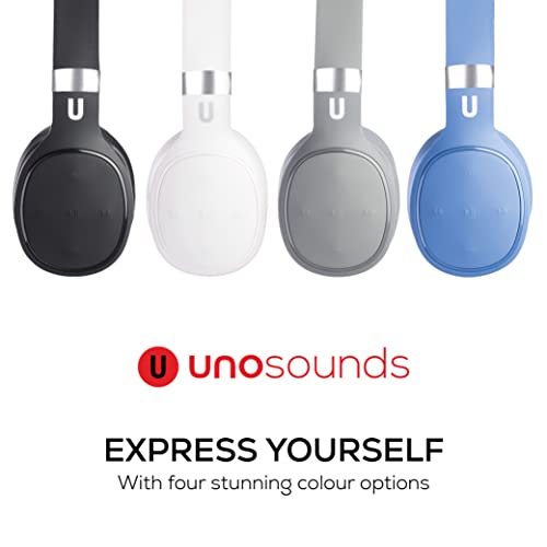 UNOSOUNDS On Ear Headphones, Wireless and Bluetooth, Noise Cancelling, Comfortable Design, Built in Mic and Wired Mode for Mobile, PC & TV, Includes 3.5mm Aux Cable and USB Charger (Grey)