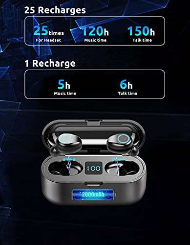 VOLT PLUS TECH Wireless V5.0 Bluetooth Earbuds for Samsung Galaxy S20/FE/Ultra/S20+/5G/Fan Edition/Plus with LED Display, Mic and 8D Bass, F9 TWS and IPX7 Waterproof/Sweatproof with 2000mAh PowerBank