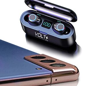 VOLT PLUS TECH Wireless V5.0 Bluetooth Earbuds for Samsung Galaxy S20/FE/Ultra/S20+/5G/Fan Edition/Plus with LED Display, Mic and 8D Bass, F9 TWS and IPX7 Waterproof/Sweatproof with 2000mAh PowerBank