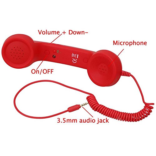 SANOXY Retro Handset -Old-School Style POP Handset for iPhone, iPad, iPod, and Android Phones (Red)