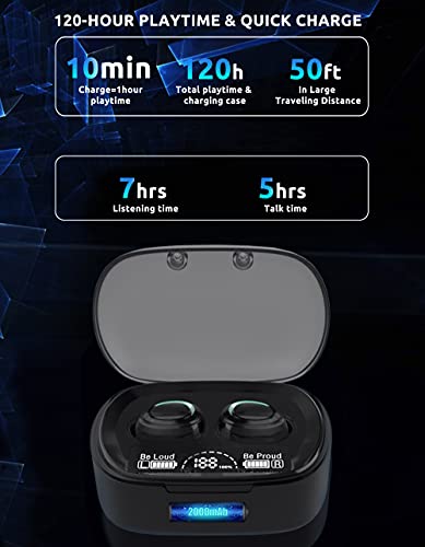 Wireless V5.1 PRO Earbuds Works for Huawei Enjoy 20 SE/Plus/5G/Pro IPX3 Bluetooth Touch Waterproof/Sweatproof/Noise Reduction with Mic (Black)