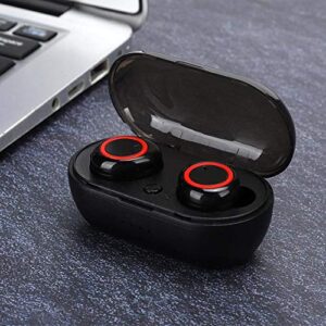 Bluetooth Earphone, TWS Mini Bluetooth Wireless Headphone with HiFi Stereo Sound Magnetic Charging Binaural Call Sports Earphone with Charging case for iOS, Android.(Black)