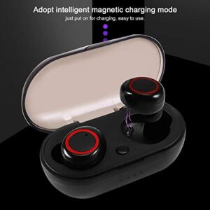 Bluetooth Earphone, TWS Mini Bluetooth Wireless Headphone with HiFi Stereo Sound Magnetic Charging Binaural Call Sports Earphone with Charging case for iOS, Android.(Black)