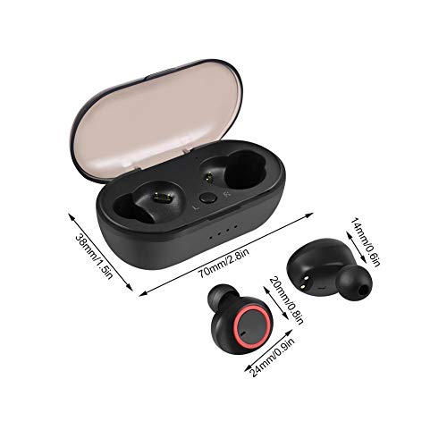 Bluetooth Earphone, TWS Mini Bluetooth Wireless Headphone with HiFi Stereo Sound Magnetic Charging Binaural Call Sports Earphone with Charging case for iOS, Android.(Black)