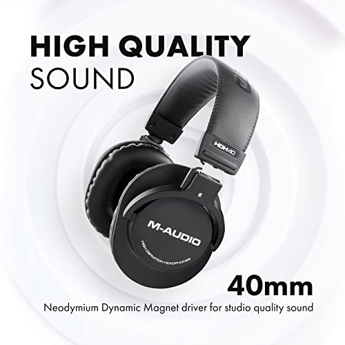 M-Audio HDH40 – Over Ear Studio Headphones with Closed Back Design, Flexible Headband and 2.7m Cable for Studio Monitoring, Podcasting and Recording