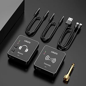 LEKATO MS-1 Wireless in-Ear Monitor System 2.4G Stereo IEM System with Transmitter Beltpack Receiver Automatic Pairing, for Studio, Band Rehearsal, Live Performance