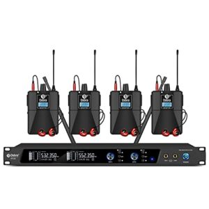 d debra audio pro er-202 uhf dual channel wireless in ear monitor system with monitoring type for stage, band, recording studio, musicians, monitoring(4 bodypack with transmitter)