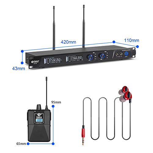 D Debra Audio PRO ER-202 UHF Dual Channel Wireless in Ear Monitor System with Monitoring Type for Stage, Band, Recording Studio, Musicians, Monitoring(4 Bodypack with Transmitter)
