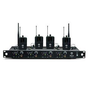 nady pem-04 uhf 16-channel wireless professional in-ear monitor system with eb-6 earbud headphones