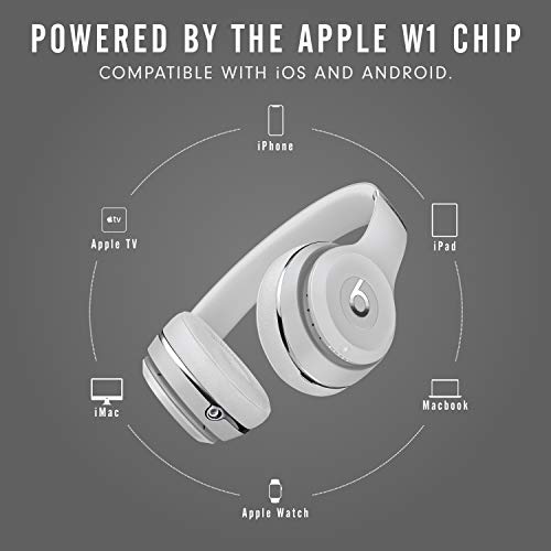 Beats Solo3 Wireless On-Ear Headphones - Apple W1 Headphone Chip, Class 1 Bluetooth, 40 Hours of Listening Time, Built-in Microphone - Satin Silver (Latest Model)