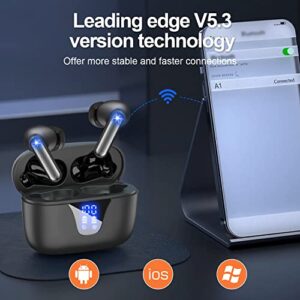ZIUTY Wireless Earbuds, V5.3 Headphones 50H Playtime with LED Digital Display Charging Case, IPX5 Waterproof Earphones with Mic for Android iOS Cell Phone Computer Laptop Sports