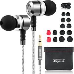 sephia SP3060 Earbuds Wired in Ear Headphones with Tangle-Free Cord Noise Isolating Earphones Deep Bass Case Ear Buds 3.5 mm Jack Plug