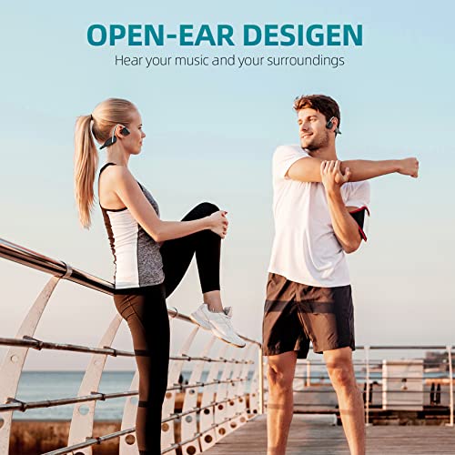 Eixpdaye Bone Conduction Headphones Bluetooth 5.3 Open Ear Headphones Waterproof 8 Hours Long Battery Life Wireless Earphones with Mic Headset for Running, Cycling, Driving, Sports, and Fitness