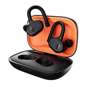 skullcandy push active true wireless in-ear bluetooth earbud, use with iphone and android with charging case and mic, great for gym, sports, and gaming, ip55 water and dust resistant – orange/black