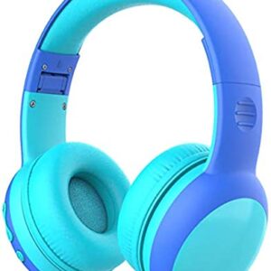 gorsun Bluetooth Kids Headphones with Microphone,Children's Wireless Headsets with 85dB Volume Limited Hearing Protection,Stereo Over-Ear Headphones for Boys and Girls (Blue)