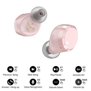 TOZO T12 Wireless Earbuds Bluetooth Headphones Premium Fidelity Sound Quality Wireless Charging Case Digital LED Intelligence Display IPX8 Waterproof Earphones Built-in Mic Headset for Sport Rose-Gold