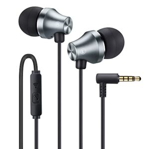 irag a101 wired earbuds headphones noise isolating in-ear earphones with microphone remote with 3.5mm plug in audio jack (gun metal)