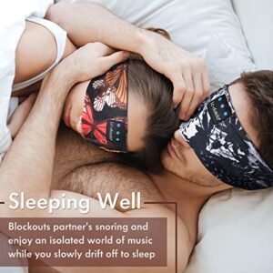 LC-dolida Sleep Mask with Bluetooth Headphones, Floral Sleep Headphones Bluetooth Headband for Sleeping Sports Sleep Mask for Side Sleeper, Best Gift and Travel Essentials