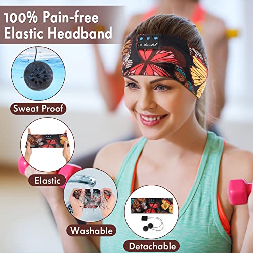 LC-dolida Sleep Mask with Bluetooth Headphones, Floral Sleep Headphones Bluetooth Headband for Sleeping Sports Sleep Mask for Side Sleeper, Best Gift and Travel Essentials