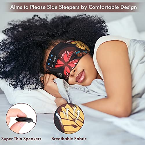 LC-dolida Sleep Mask with Bluetooth Headphones, Floral Sleep Headphones Bluetooth Headband for Sleeping Sports Sleep Mask for Side Sleeper, Best Gift and Travel Essentials