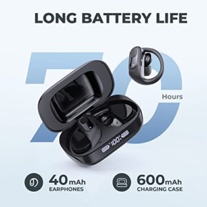 Wireless Earbuds 70Hrs Playtime Bluetooth 5.3 Ear buds with Mic Wireless Charging Case LED Display Headphones IPX7 Waterproof Over Ear Earhooks Headset Sport Earphones Wireless Bluetooth Earbuds