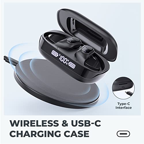 Wireless Earbuds 70Hrs Playtime Bluetooth 5.3 Ear buds with Mic Wireless Charging Case LED Display Headphones IPX7 Waterproof Over Ear Earhooks Headset Sport Earphones Wireless Bluetooth Earbuds