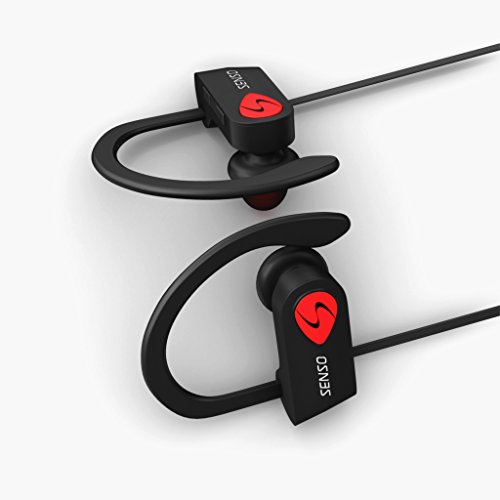 Senso Bluetooth Headphones, Best Wireless Sports Earbuds w/Mic IPX7 Waterproof HD Stereo Sweatproof Earphones for Gym Running Workout Noise Cancelling Earphones Earbuds Noise Cancelling Headsets