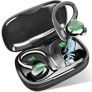 wireless earbud, bluetooth 5.3 headphones sport 2022 wireless earphones in ear stereo noise cancelling earbud with dual mic, over earhooks ear buds ip7 waterproof 48h playtime headset for running gym