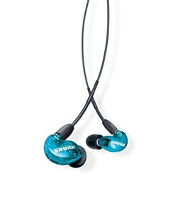 shure se215 pro wired earbuds – professional sound isolating earphones, clear sound & deep bass, single dynamic microdriver, secure fit in ear monitor, plus carrying case & fit kit – blue (se215spe)