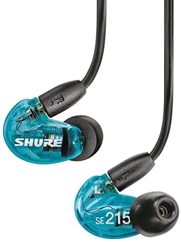 Shure SE215 PRO Wired Earbuds - Professional Sound Isolating Earphones, Clear Sound & Deep Bass, Single Dynamic MicroDriver, Secure Fit in Ear Monitor, Plus Carrying Case & Fit Kit - Blue (SE215SPE)