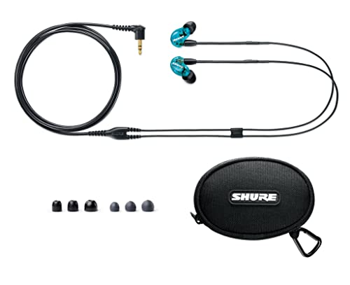 Shure SE215 PRO Wired Earbuds - Professional Sound Isolating Earphones, Clear Sound & Deep Bass, Single Dynamic MicroDriver, Secure Fit in Ear Monitor, Plus Carrying Case & Fit Kit - Blue (SE215SPE)