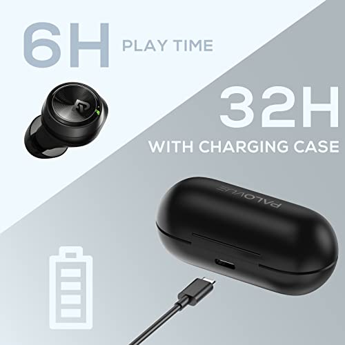 PALOVUE Wireless Earbuds, in-Ear Earphones with Bluetooth 5.3, Built-in Mic Headphones, Deep Bass Stereo, with Lightweight Compact Charging Case for Sport/Work Compatible with iPhone and Android