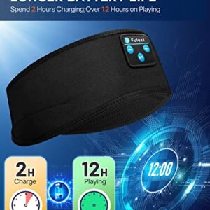 Perytong Sleep Headphones Bluetooth Headband Wireless Sports Headphones Headband, Long Playtime Lightweight Headphones Hi-Fi Stereo Ergonomic ASMR Sleep Headphone Cool Gadget Gift for Men Women Black